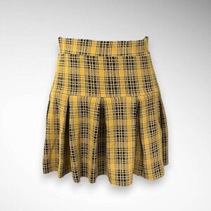 STITCH & PINE Women's Yellow and Black Plaid Mini Skirt Small | EUC‎